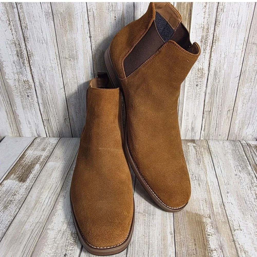Sonoma Suede Chelsea Style Boots Mens 13 Brown Casual Pull On Ankle Boots